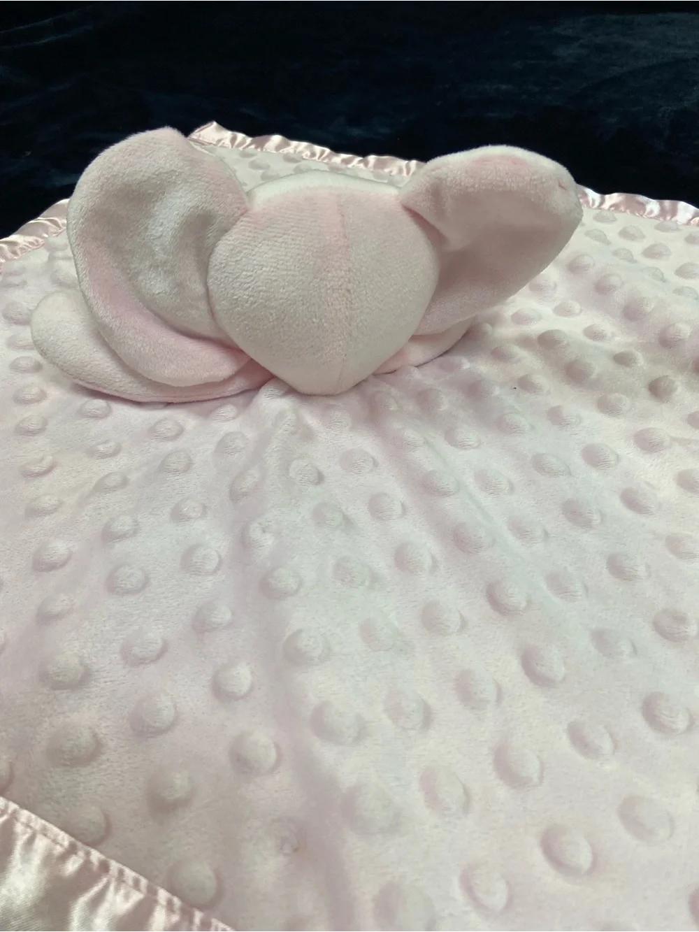 Plush Pink Elephant Lovey Blanket with Grey Ears